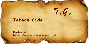 Takács Gida névjegykártya
